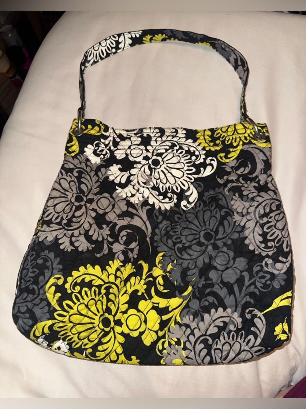 Vera Bradley Black, Gray & Green Quilted Floral Shoulder Bag